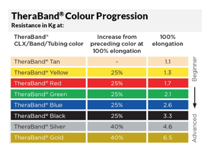 TheraBand Latex-Free 22m Professional Resistance Bands Size Chart